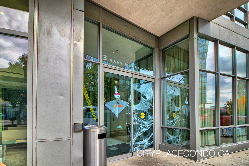 Seasonal Halloween Decorations at the front entrance of 3 Navy Wharf Court